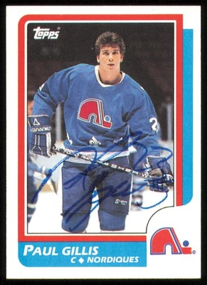 Paul Gillis Autographed Signed 1986-87 Topps Card #168 Quebec Nordiques - Image 1 of 2