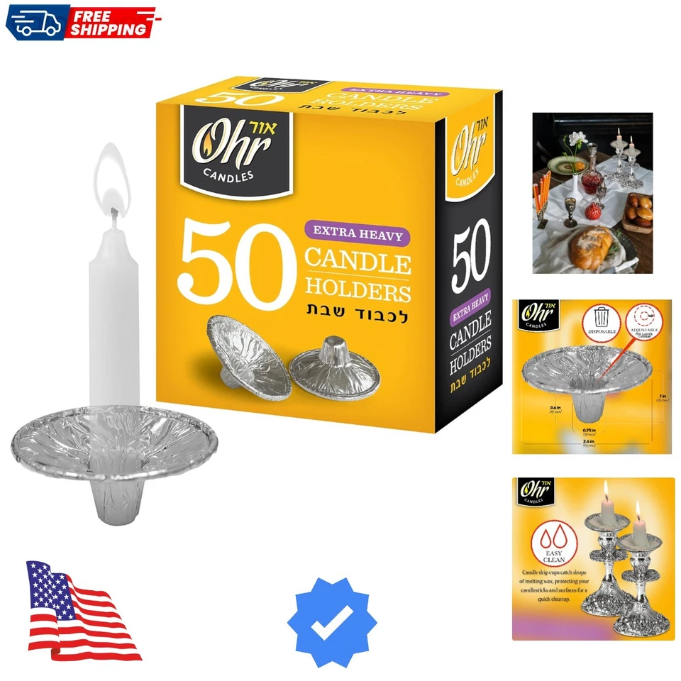 150 Candle Holder Heavy Duty Aluminum Disposable Bobeche Chime Taper 3 BX 50