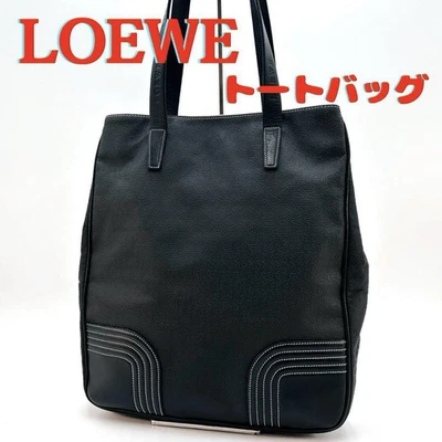 LOEWE Repeat Anagram Embossed Tote Bag Black PVC Leather With Repaired Interior - Image 1 of 4