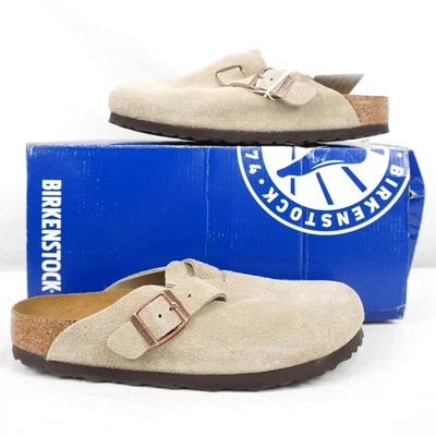 Birkenstock 波士顿柔软鞋垫灰褐色麂皮绒木屐 | 0560773 | 女式 EU 37 码 — 第 1/4 张图片