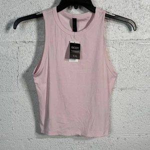 Camiseta sin mangas acanalada activa de algodón para mujer - rosa Posie, mediana - Imagen 1 de 6