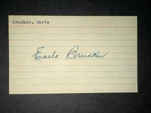 1937 A's: Earle Brucker Sr, SIGNIERT 3x5, gestorben 1981 - Bild 1 von 1