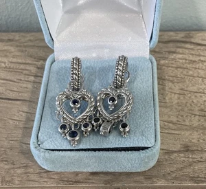 JUDITH RIPKA 925 Sterling Silber echter Saphir Herz Charm Omega Ohrringe - Bild 1 von 10