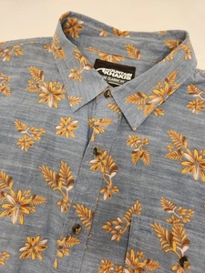 Mountain Khakis Freemont Hemd Herren XL Blau S/S Knopfleiste Blumen Bio Baumwolle - Bild 1 von 9