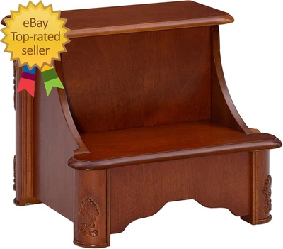 Woodbury Mahogany Bed Step with Storage  Information Lightly Distressed Woodbur - Image 1 of 4