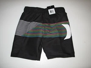 Hurley Boys 4 Black Neon Stripe Logo Trunks Board Shorts Beach Summer Swim - Picture 1 of 3