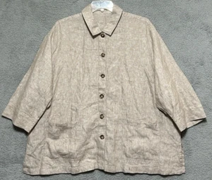 Coldwater Creek 100% Linen Jacket Womens 2XL Button Beachy Shacket - Picture 1 of 7