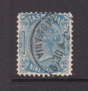 TASMANIA: 9d BLUE QV SG 256a PERF 11 WMK CA UP RIGHT F.USED - Foto 1 di 1