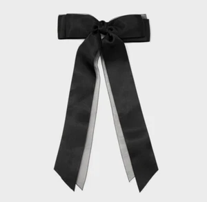 A New Day Satin Organza Bow Hair Barrette - Black - NEW - Picture 1 of 5