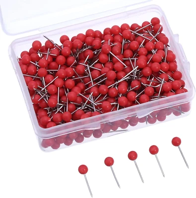 500 Pack Map Push Pins Map Tacks 1/8 Inch Small Size (Red) - Image 1 of 4