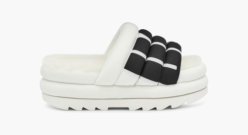 Sandalo donna UGG maxi slide logo bianco nuovo con scatola