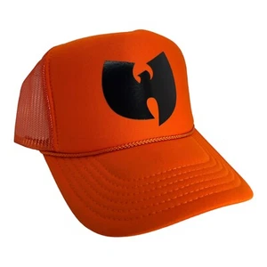 NUEVO WU TANG CLAN NARANJA SOMBRERO NEGRO 5 PANELES CORONA ALTA CAMIONERO SNAPBACK - Imagen 1 de 4