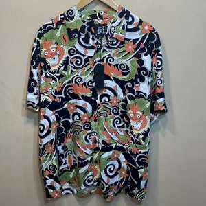 Ed Hardy Japan Dragon Floral Button Loop Collar Shirt Men’s L Hawaiian Camp NWT - Picture 1 of 7