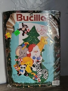 Vintage Bucilla Christmas Stocking Craft 82906 Jungle Bells 18” 1991 NOS - Bild 1 von 3