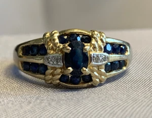 10K Yellow Gold Ring Sz 9.75 Sapphire Color Stones Fine Jewelry 4.54g - Picture 1 of 23