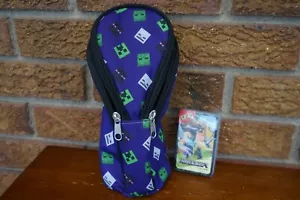 Holder PENCIL Case MINECRAFT Storage Soft Bag Zip PURPLE Creeper Figure UNO Lot - Picture 1 of 10