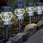8x Solar Power LED Stake Lights White Lamps Garden Path Outdoor Crystal Effect