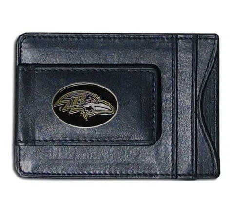 Baltimore Ravens NFL Football Team Leather Card Holder Money Clip Wallet Cover