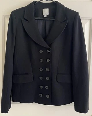 Halogen Blazer Jacket Black Double Breasted Padded Shoulder Size Medium M - Image 1 of 4