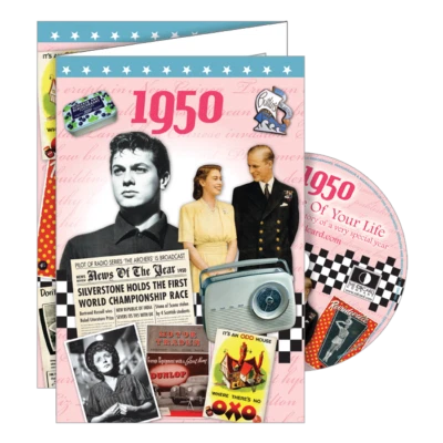 RETROCO 1950 DELUXE BIRTHDAY CARD With DVD Of The Year. 75th Birthday. Greeting Card