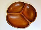 Mahogany 3 section serving bowl Wood hand Crafted trinket country retro