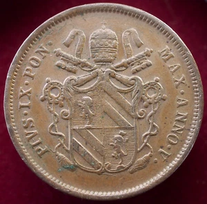 2 bayos Papal States 1851 R (K0203) - Imagen 1 de 2