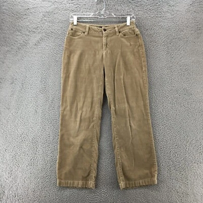 Calça feminina Talbots curvilínea reta veludo 2P bege cintura baixa 5 bolsos zíper mosca - Imagem 1 de 4