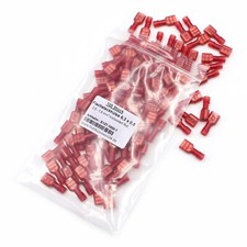 100 Capicorda Rosso 6,3 MM Capocorda Piatto Completamente Isolato