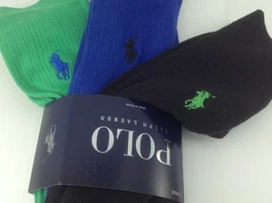 Men's RALPH LAUREN Green Blue 26% COTTON Dress Socks - 3 Pack - $36 MSRP - Bild 1 von 2