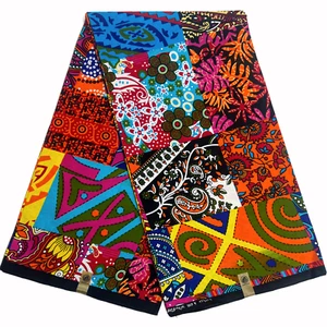 Tela africana con estampado de retazos Ankara 100 % algodón 6 yardas material de costura - Imagen 1 de 12