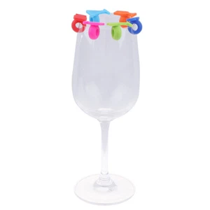8pcs Silicone Wine Glass Shape Wine Glass Marker Drinking Cup IdentifierY-qk - Imagen 1 de 12