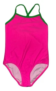 Kanu Surf Girls Crossed Back Solid One Piece Swimsuit Pink Size 14 00919 - Picture 1 of 2