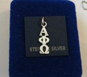 Plata Esterlina 19x7mm Fraternidad Griega Alfa Phi Omega Lavalier Dije Universitario - Imagen 1 de 2