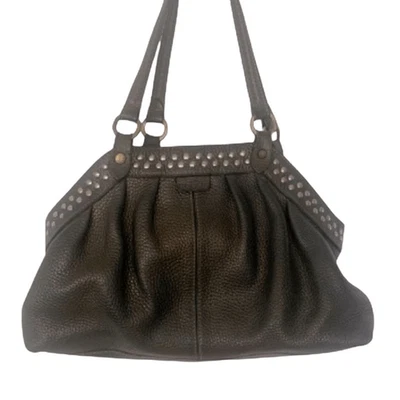 Hogan Brown Pebbled Leather Studded Hobo  Italian Luxury Shoulder Bag - Image 1 of 4