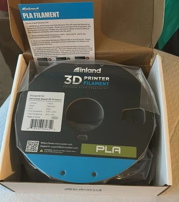 Inland 1.75mm PLA 3D Printer Filament Spool in Black, 1.0 KG (2.2 Lbs) - Image 1 of 4