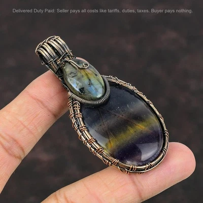 铜多氟石拉长石订婚线包装吊坠珠宝首饰 — 第 1/4 张图片