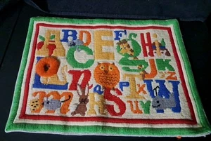 VINTAGE NEEDLEPOINT EMBROIDERED ALPHABET LETTERS KIDS ROOM DECOR 18X 13 - Picture 1 of 12
