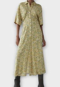 Zara Women’s Dress XL Floral Printed Maxi Midi Button Front Feminine Dainty - Picture 1 of 15