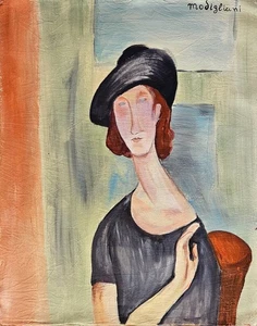 Amadeo Modigliani Signed Italian Modernist Oil Painting on Canvas-Figurative Art - Picture 1 of 4