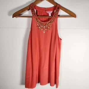Camiseta sin mangas Lilly Pulitzer 100 % seda Córcega coral cuentas talla XS - Imagen 1 de 9