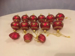 Weihnachtsbaumkugel Doppel Reflex-Olive, rot/gold, mundgeblasen, handbemalt, RAR - Bild 1 von 7