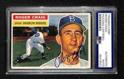 Roger Craig Signed/Auto 1956 Topps Card #63 Brooklyn Dodgers PSA/DNA 194853 - Image 1 of 2