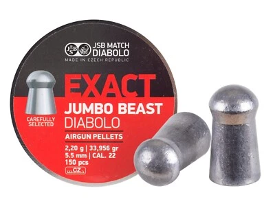 Pistola de aire comprimido JSB Match 150 unidades EXACT JUMBO BEAST abovedada calibre 5,5 mm calibre .22 Foto 1 de 3