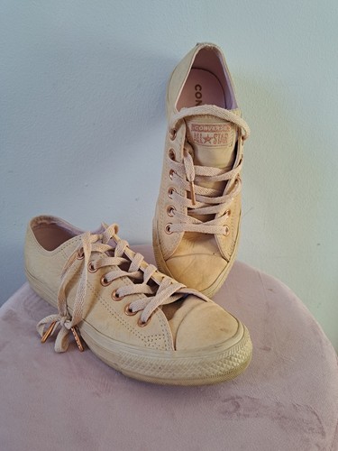 Sneakers Converse Chuck Taylor donna All Star in pelle beige oro rosa taglia UK6