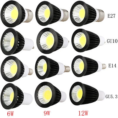 Dimmable GU10/MR16/GU5.3/E27/E14/B22 6W 9W 12W LED Spot Lights Bulbs White Lamps - Image 1 of 4