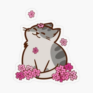 Sakura Katze Kirschblüten Vinyl Aufkleber 3x3,5" matt Handarbeit langlebig - Bild 1 von 2