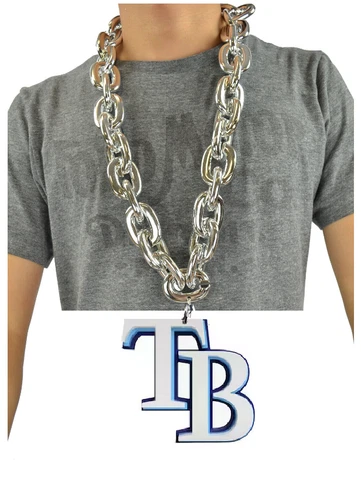 New MLB TAMPA BAY RAYS SILVER BIG Fan Chain Necklace 3D Foam Cover