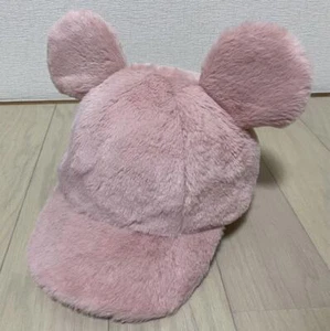 Tokyo Disney Resort Fluffy Mickey CAP pink Ears HeadBand Hat 58cm Japan used - Picture 1 of 4