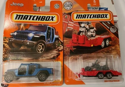 Matchbox JEEP Gladiator JL Unlimited Rubicon & Motorcycle TRAILER lot of 2 VHTF - Image 1 of 4