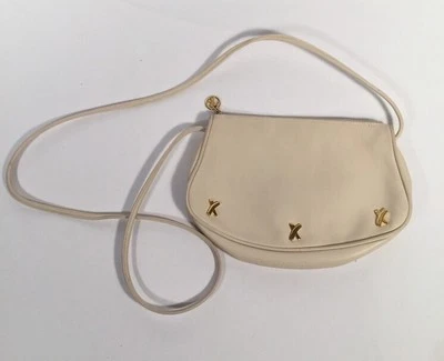 Bolsa de ombro longa vintage Paloma Picasso marfim couro italiano beijo   - Imagem 1 de 4